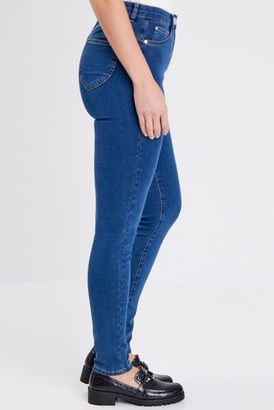 Pantalon léger taille haute long denim double stone femme