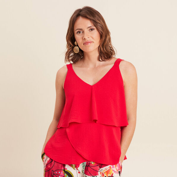 Débardeur ample sans manches rouge femme