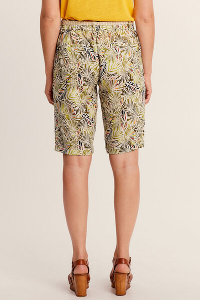 Short droit ceinturé vert femme