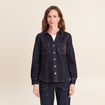 Chemise cintr&eacute;e en jean manches longues denim brut femme