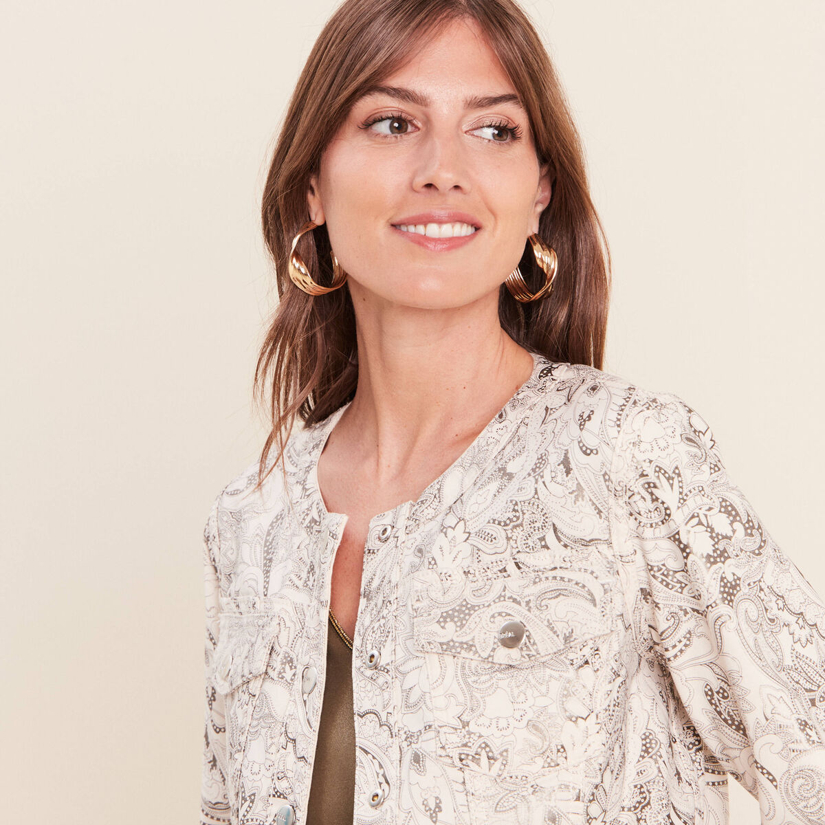Veste cintr&eacute;e r&eacute;versible manches longues blanc femme