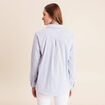 Blouse ample col chemise manches longues bleu femme