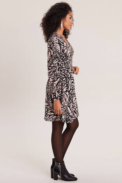 Robe évasée fluide marron clair femme