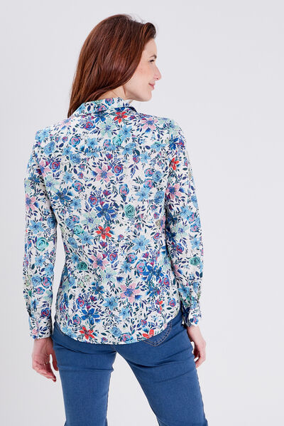 Chemise manches longues ecru femme