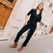 Combinaison pantalon en jean noir femme