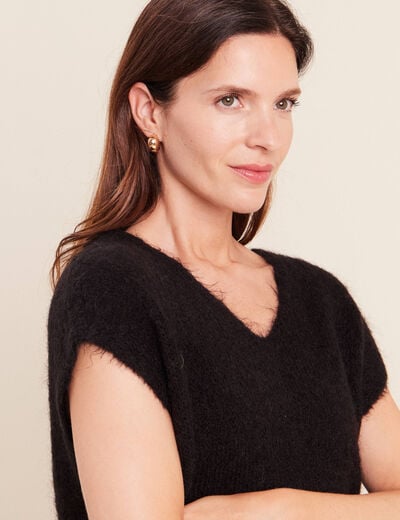 Pull sans manches noir femme