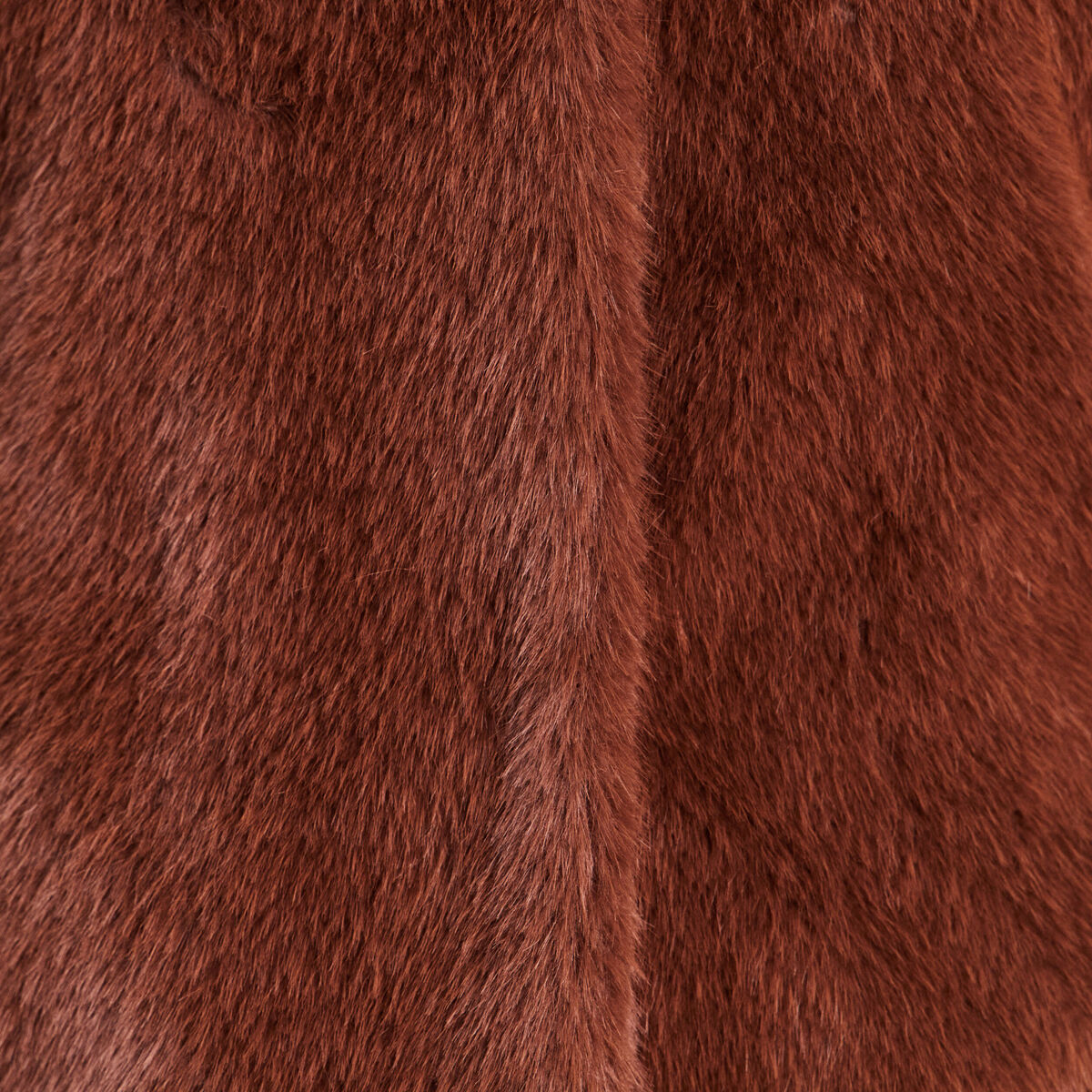 Manteau &agrave; capuche fausse fourrure marron fonc&eacute; femme