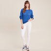 Pantalon léger taille haute long blanc femme