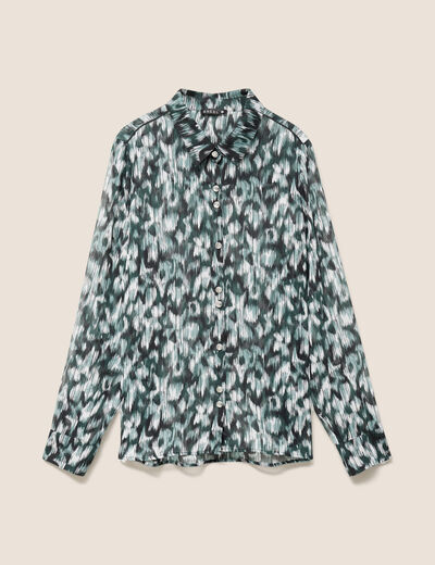 Chemise manches longues en voile vert femme