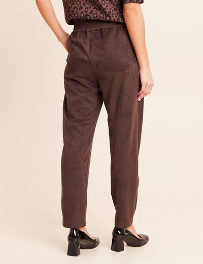 Jogging aspect daim marron fonc&eacute; femme