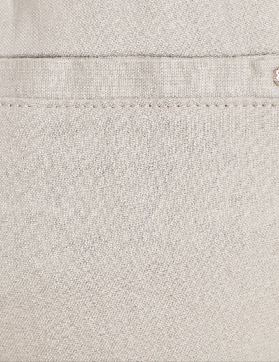 Pantalon coupe chino en lin ceintur&eacute; vert clair femme