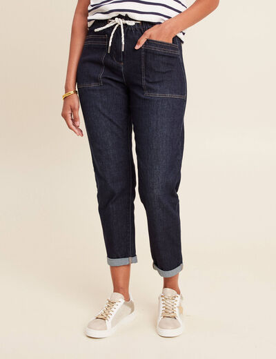 Jean coupe mom 7/8&egrave;me denim brut femme