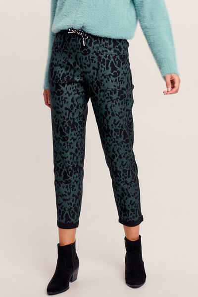 Pantalon décontracté vert kaki femme