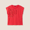 T-shirt &agrave; sequins manches courtes rouge femme