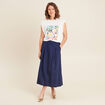 Top col rond manches courtes ecru femme
