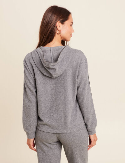 Sweat maille l&eacute;g&egrave;re manches longues gris clair femme