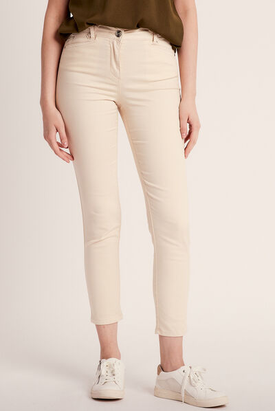 Pantalon ajusté ivoire femme