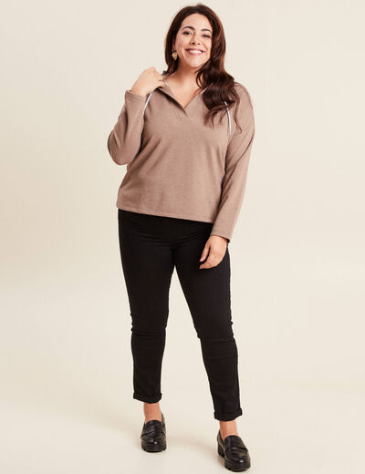 Sweat à capuche taupe femme