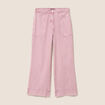 Pantalon large taille haute fluide rose femme