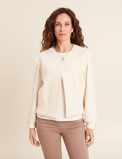 Gilet ample sans manches ecru femme