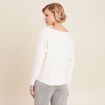 Pull manches longues strass ecru femme