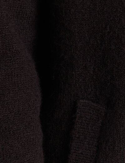 Gilet droit long col chemise noir femme