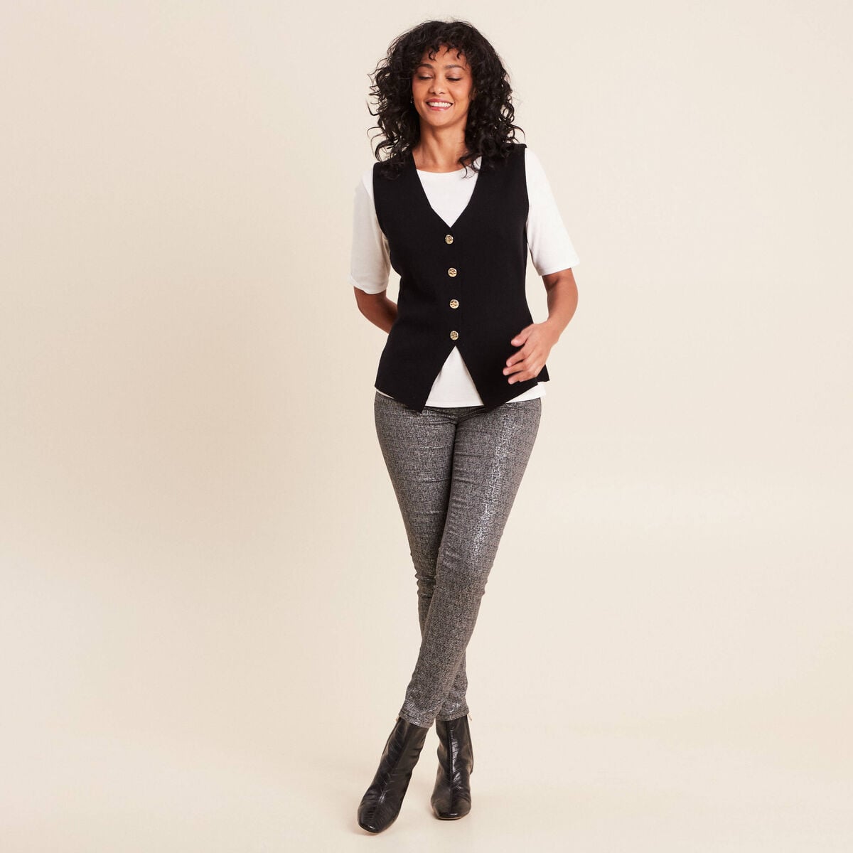 Pantalon magique Le L&eacute;ger enduit gris femme