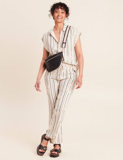 Chemise col chemise manches courtes noir femme