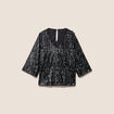 Blouse col v manches 3/4 &agrave; sequins gris fonc&eacute; femme