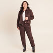 Veste doubl&eacute;e marron fonc&eacute; femme