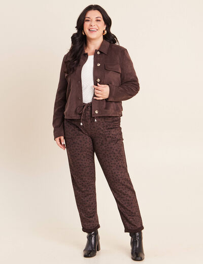Veste doubl&eacute;e marron fonc&eacute; femme