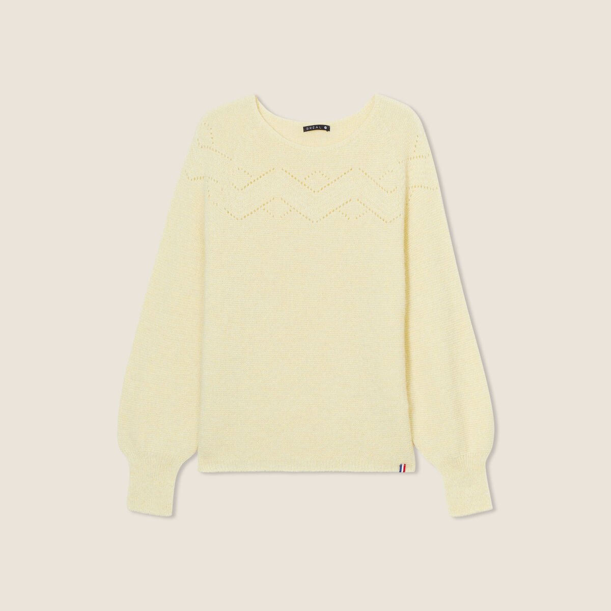 Pull confectionné en France jaune pastel femme