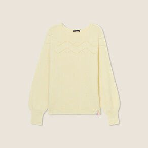 Pull confectionné en France jaune pastel femme