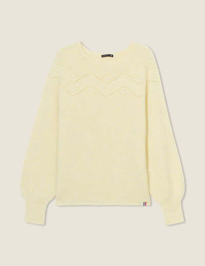 Pull confectionné en France jaune pastel femme