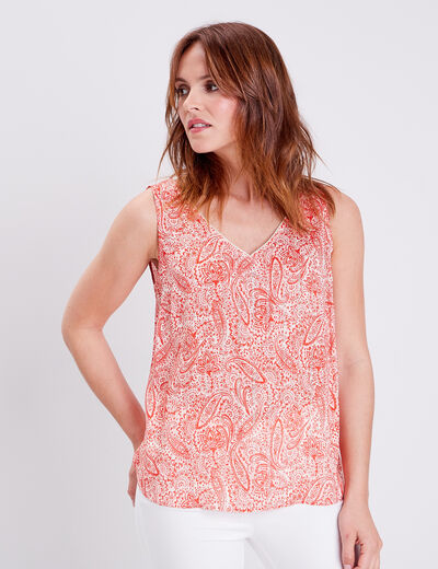 Blouse sans manches ecru femme