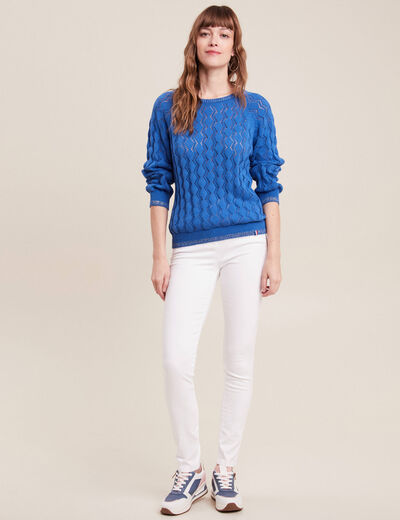 Pull confectionné en France bleu electrique femme
