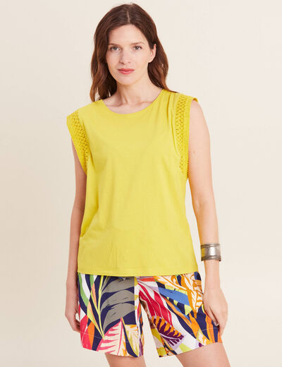 T-shirt sans manches vert anis femme