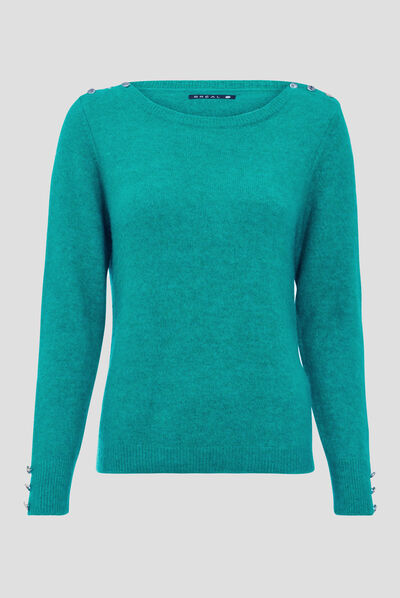 Pull manches longues vert menthe femme
