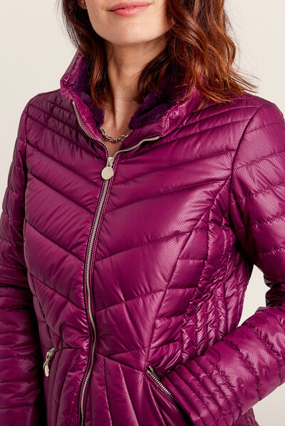 Doudoune courte cintrée déperlante violet foncé femme