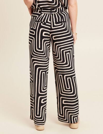 Pantalon large taille haute noir femme