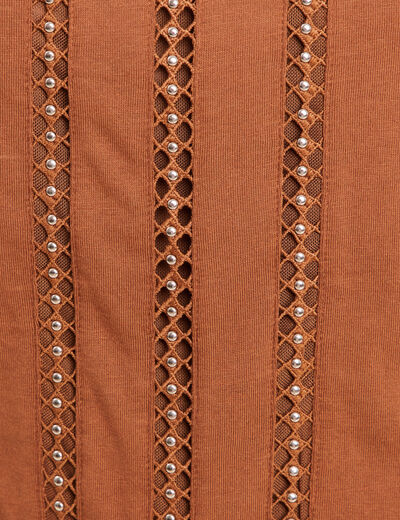 T-shirt manches courtes marron femme