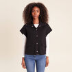Gilet manches courtes col camionneur noir femme