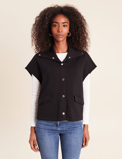 Gilet manches courtes col camionneur noir femme