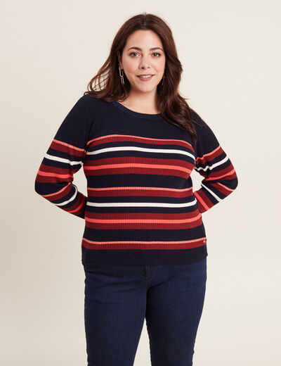 Pull manches longues multicolore femme
