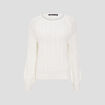 Pull manches longues à sequins ecru femme