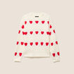 Pull col rond manches longues rouge femme