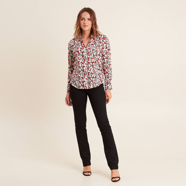 Chemise manches longues rouge femme