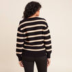 Pull droit court col v manches longues bleu femme