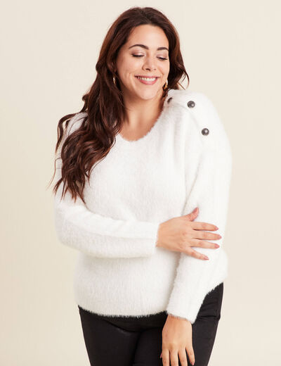 Pull manches longues blanc femme