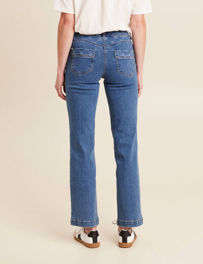 Jean droit taille basculée denim stone femme